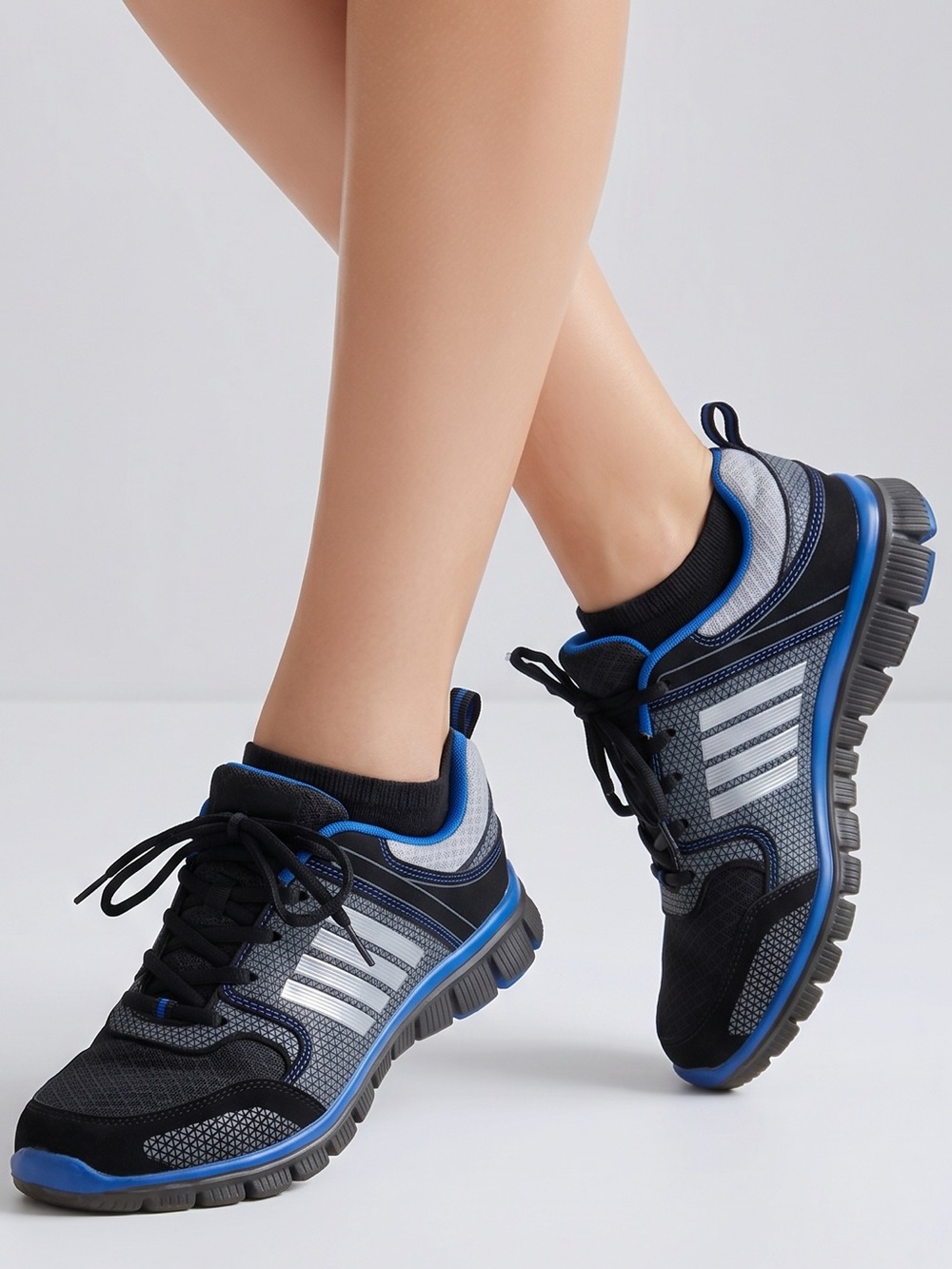 Noach athletic shoe‎ blue silver strips black suede size 45EU 12 USA